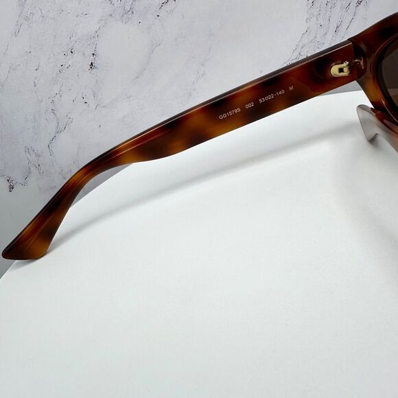 New GUCCI Sunglasses Brown Tortoise Shell Oval Gold GG Logo Womens - Picture 7 of 16